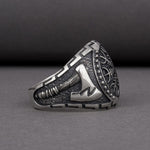 Anel aegishjalmur com machados vikings 5 (49,32 mm)