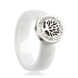 Anel árvore da vida cerâmica 52 mm / branco
