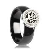 Anel árvore da vida cerâmica 52 mm / preto