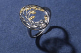 Anel árvore da vida dourado e prateado 53 mm
