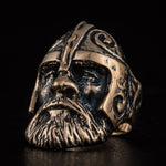 Anel cabeça de guerreiro viking em bronze 5 (49,32 mm)