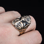 Anel cabeça de guerreiro viking em bronze 5 (49,32 mm)