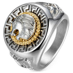 Anel cabeça de leão dourado 54 mm