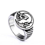 Anel cabeça de lobo em aço 57 mm