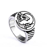 Anel cabeça de lobo em aço 57 mm