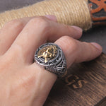 Anel cabeça de lobo nórdica 7 (54,4 mm) / dourado