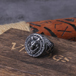 Anel cabeça de lobo nórdica 7 (54,4 mm) / prata