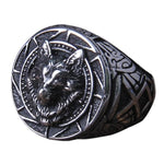 Anel cabeça de lobo nórdica