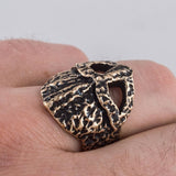 Anel capacete de guerra em bronze