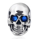 Anel caveira com olhos coloridos 54 mm / azul