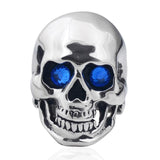 Anel caveira com olhos coloridos 54 mm / azul