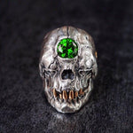 Anel caveira com pedra preciosa 54 mm / verde