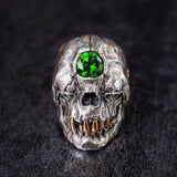 Anel caveira com pedra preciosa 54 mm / verde