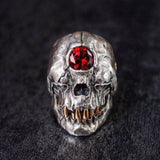 Anel caveira com pedra preciosa 54 mm / vermelho