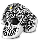 Anel caveira mexicana em prata 57 mm