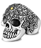 Anel caveira mexicana em prata 57 mm