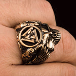 Anel caveira odin bronze