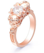 Anel caveira ouro rosa