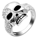 Anel caveira rosa 52 mm / prata
