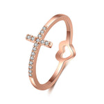 Anel coração cruz 54 mm / ouro rosa