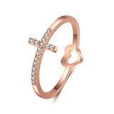 Anel coração cruz 54 mm / ouro rosa