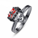 Anel coroa de rei aço 52 mm / vermelho