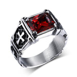 Anel crucifixo masculino 54 mm / vermelho