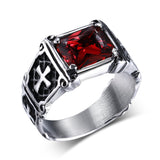 Anel crucifixo masculino 54 mm / vermelho