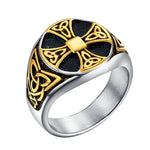 Anel cruz celta 54 mm / preto e dourado