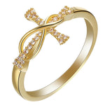 Anel cruz de cristal branco 52 mm