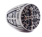 Anel cruz de são bento 54 mm / prata