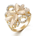 Anel de flor com diamante dourado 51,9 mm