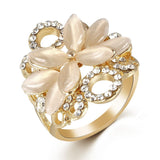 Anel de flor com diamante dourado 51,9 mm