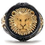 Anel de leão preto e dourado 52 mm