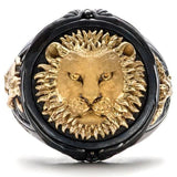 Anel de leão preto e dourado 52 mm
