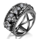Anel de noivado feminino com caveira 52 mm / preto