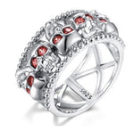 Anel de noivado feminino com caveira 52 mm / vermelho