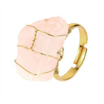 Anel de quartzo rosa dourado valor por defeito título