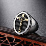Anel de sinete crucifixo 6 (51,4 mm) / prata e ouro