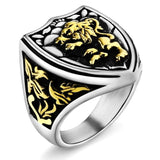 Anel de sinete leão 7 (54,4 mm) / ouro e prata