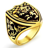 Anel de sinete leão 7 (54,4 mm) / ouro