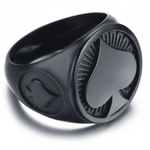 Anel de sinete naipe de paus 7 (54,4 mm) / preto
