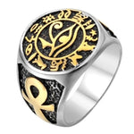 Anel de sinete olho de hórus 7 (54,4 mm) / ouro e prata