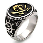 Anel de sinete pirata 7 (54,4 mm) / prata e ouro
