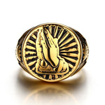Anel de sinete religioso dourado 56 mm