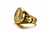 Anel de sinete religioso dourado