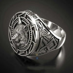 Anel de sinete viking lobo