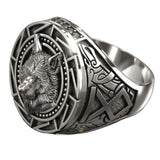 Anel de sinete viking lobo