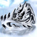 Anel dragão preto 51,5 mm / prata