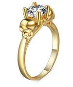 Anel feminino caveira aço dourado 52 mm